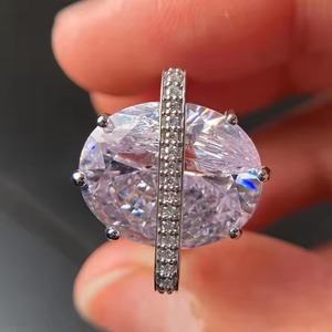 Anillo de diamante de moissanita Original de corte ovalado elegante de 9 quilates, anillo solitario de plata 925, regalo de aniversario, propuesta de regalo sorpresa, anillos finos - Product Image 2