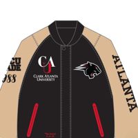 Veste universitaire Clark Atlanta University, mascotte Panthers, HBCU, fabriquée en 1988, en fourrure de lapin, personnalisée, style High Street, tricotée, col montant
