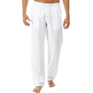 Customized Men's Casual Slim Straight Leg Trousers Pants Solid Color Lightweight with Elasticated Mid Waist - Product Image 1