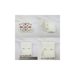 Dernière production boîte d'emballage de bijoux faits à la main marbre blanc nacre belle incrustation travail organisateur de boîte à bijoux - Product Image 1