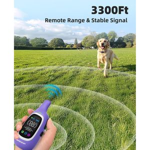 ปลอกคอสุนัขฝึกสอนแบบกันน้ำ 2-in-1 มาตรฐาน IP67 ทำจากพลาสติก พร้อมรีโมทควบคุมระยะไกล 3300 ฟุต พร้อมฟังก์ชั่นช็อตและป้องกันการเห่า สำหรับการฝึกสุนัข - Product Image 4