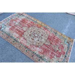 Tapis turc vintage 3,8 x 6,7 pieds, tapis d'intérieur, tapis en laine rouge - Product Image 4