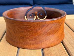 Teak Yarn <b>Bowl</b> for <b>Knitting</b> and Crocheting 9.75" X 3.75" Excellent Vintage Condition Lovely Warm Color - Product Image 2
