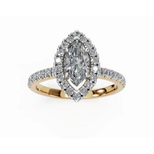 Anillo de Diamante Cultivado en Laboratorio con Halo Marquise de Lujo para Su Vista, 1.023 Ct, Oro de 9, 14 y 18 Quilates, Proveedor Mayorista OEM - Product Image 6
