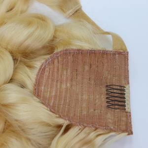 Qualité de luxe 22 pouces couleur blonde Remy cheveux Wrap queue de cheval 100% vague naturelle Extensions de cheveux humains haut en - Product Image 5