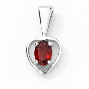Super Qualité Plaqué Rhodium Minimaliste Grenat Coeur Pendentif en Argent Sterling Unisexe Cadeau Bijoux - Product Image 1