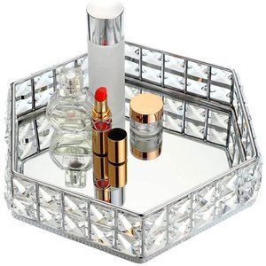 New Arrival Round <b>Crystal</b> Mirror Tray With Gold Finished for Organizing Jewelry, Perfume & Makeup at Wholesale Price - Product Image 4
