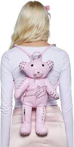 حقيبة ظهر تيدي بتصميم قوطي مخيف - حقيبة جلد نباتي، مزينة بالمسامير والمسامير المدببة باللون الأسود - Product Image 5