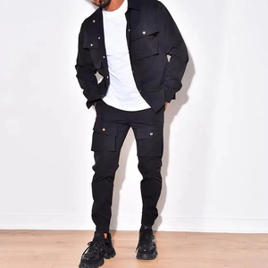 Vente chaude Hommes Cargo Pantalon Automne Hiver Survêtements Multi Poches Jogging Costumes Coupe-Vent Logo Blanc Formation - Product Image 5