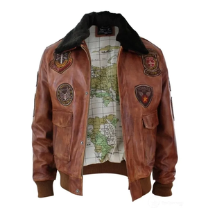 Chaquetas de cuero tradicionales para hombre, chaquetas de motorista, chaquetas de cuero personalizadas con Cuello de piel - Product Image 6