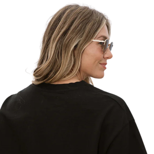 T-shirt pour femme, noir, coupe ample, lourd, 100% coton biologique de luxe, pré-rétréci, certifié GOTS, durable, coupe décontractée - Product Image 5