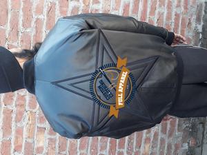 Veste Letterman légère en cuir pour hommes de haute qualité doublure en polyester col montant grands panneaux haute visibilité côté arrière - Product Image 5