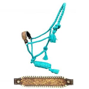Equestrian Leather Halter for <b>Horse</b> Training Hand Tooled Leather Designer Nylon <b>Rope</b> Halter and <b>Lead</b> in Cheap Price - Product Image 1