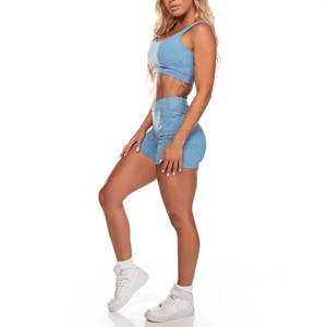 ชุดออกกำลังกายแบบสองชิ้นสำหรับผู้หญิงชุดเล่นโยคะฟิตเนสบราและกางเกงขาสั้นออกแบบได้ตามต้องการ - Product Image 5