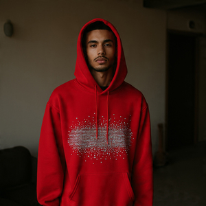 Diseño de alta calidad Street Acid Wash Vintage Screen Print Hoodie Oversized Rhinestone Hoodie Heavyweight 100% Cotton Hoodie - Product Image 3