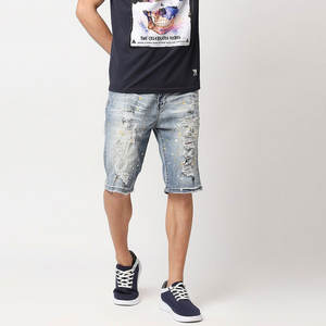 Unique Design Light Shade Colors <b>Men</b> <b>Jeans</b> Shorts High Street Wear Medium Washed Denim Shorts With Cheap Price - Product Image 6