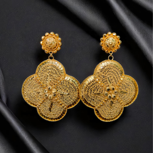 ชุดต่างหูพรีเมี่ยมพร้อมดีไซน์แบบดั้งเดิมต่างหูชุบทอง22CT แบบ Jhumka สำหรับผู้หญิง - Product Image 1