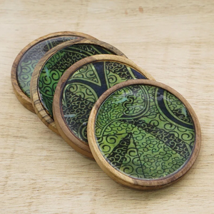 Simple Look Walnut Square Wooden Coasters 4 PCs Set for Home & Hotel Usages <b>Table</b> Top <b>Glass</b> <b>Mat</b> Pads Elegant Wooden Coaster - Product Image 2