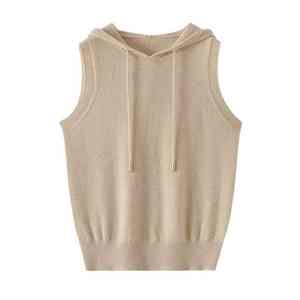 Custom <b>Sleeveless</b> <b>Hoodie</b> Women Summer Running Hood Cashmere Top <b>Sleeveless</b> Cashmere Pullover <b>Hoodie</b> Ladies - Product Image 1