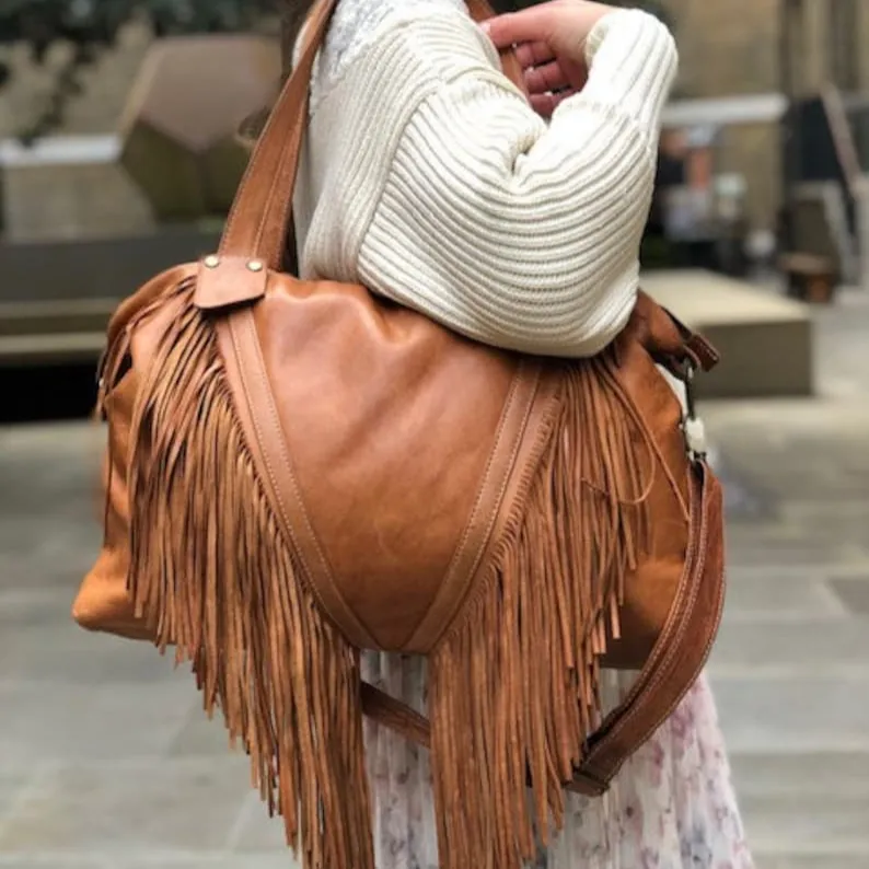 Bestverkochte Zigeuner Boho Tas Met Zacht Leer En Franjes Met Kwastjes Schoudertas Dames Handtas Echt Franje Portemonnee Bohemian Stijl