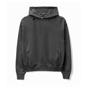 เสื้อฮู้ดดี้ทรงบ็อกซี่แบบครอปสำหรับผู้ชาย ผ้าฝ้ายเฟรนช์เทอร์รี่เนื้อหนา ปักลาย ติดกระดุม ล้างสีแบบ Stone Acid Wash ผลิตตามแบบ OEM - Product Image 6