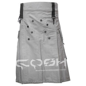 COSH KILTS Kilt utilitaire tactique robuste en coton gris avec sangles de taille réglables et plusieurs poches fonctionnelles - Product Image 2