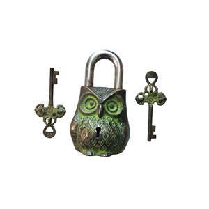 Cadenas hibou en laiton de qualité supérieure avec 2 clés en acier et en fer durables pour un usage domestique disponible au prix de l'Inde - Product Image 1