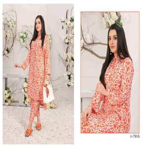 Lino 2 piezas digital impreso producto de Venta caliente camisa de lino con pantalón de lino última colección ropa india y pakistaní - Product Image 5