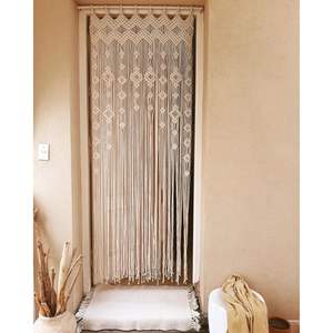 Handmade Beautiful Boho <b>Macrame</b> Wall <b>Curtain</b> Eco-Friendly Rattan Wall Hanging with Tassel and Framed Pattern for Wedding Decor - Product Image 1