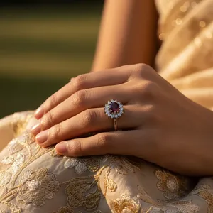 Women's 925 <b>Silver</b> <b>Garnet</b> Engagement <b>Ring</b> Dainty Plain Fine Jewelry with Rhodium Plating for Men - Product Image 3