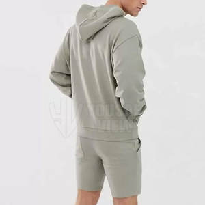 ชุดกางเกงขาสั้นมีฮู้ดสำหรับผู้ชายกางเกงขาสั้นสีพื้นพิมพ์ลายไซส์พิเศษสไตล์ลำลอง - Product Image 5