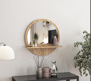 กระจกตกแต่งผนังสี่เหลี่ยมทำจากไม้สนธรรมชาติ-กระจกห้องน้ำพร้อมกระจกผ่านการฝึกอบรมสำหรับการแต่งหน้า-กระจกตกแต่ง17นิ้ว - Product Image 1