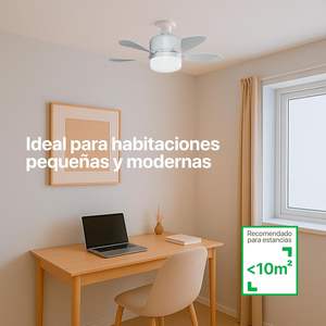 Ventilador de Techo con Bombillas LED E27 de 21W, 6 Aspas, Control Remoto, Motor DC, Diseño Moderno, Funcionamiento Silencioso, Brillo y Temperatura de Color Ajustables - Product Image 5