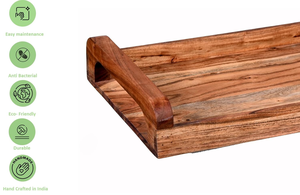Plateau de service rectangulaire en bois moderne de grande taille 15,7 x 11 pour table basse avec vase artisanal pour table par Saniya Handicraft - Product Image 3