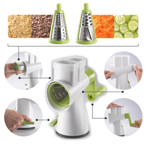 Trancheuse à légumes rotative manuelle multifonctionnelle, râpe à tambour, déchiqueteuse, base d'aspiration détachable, coupe-aliments de cuisine - Product Image 1