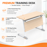 Bureau commercial avec panneau de modestie, panneau de particules mélaminé E1 de 25 mm, structure en acier fixe pour centre de formation et bureau