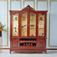 Meuble de présentation de luxe en teck massif, écologique, durable, fait main, style antique, avec porte à panneaux carrés, pour la maison