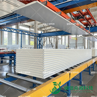 Panneau sandwich plat en polyuréthane double face, avec des couleurs blanches et grises à l'intérieur et à l'extérieur.