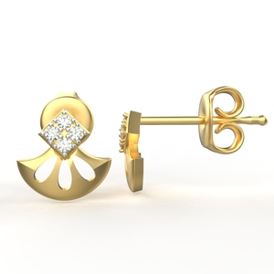 Avarta Certified 18K Gold <b>Fine</b> 8-Piece <b>Stud</b> <b>Earrings</b> for Kids Girls & Women with BIS HUID Hallmarked Natural Diamonds - Product Image 3
