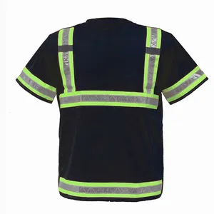 Chemises à manches courtes réfléchissantes de sécurité, vente en gros, tricots hi viz t-shirts antistatiques de protection, chemise de construction personnalisée