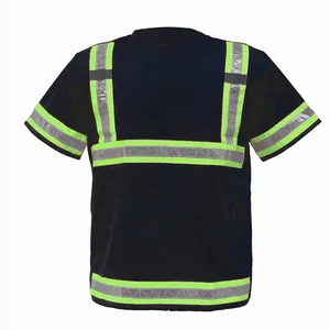 เสื้อเชิ้ตแขนสั้นสะท้อนแสงเพื่อความปลอดภัย,เสื้อถัก Hi Viz เสื้อเชิ้ตป้องกันไฟฟ้าสถิตย์เสื้อสำหรับงานก่อสร้างแบบกำหนดเองแห้ง