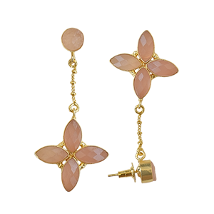 Boucles d'oreilles pendantes tendance en perles d'eau douce de forme marquise, plaquées or 14K/18K, en laiton, avec incrustation géométrique et sertissage clos, style calcédoine, pour femme - Product Image 4