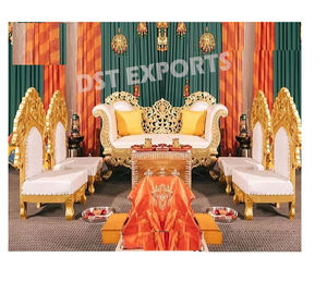 Ensemble de meubles de mariage hindou traditionnel Mandap ensemble de meubles de mariage Gujarati ensemble de meubles Vidhi mariage spécial chaises Lagan Mandap en bois - Product Image 1