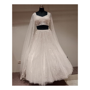 Robe brodée lourde vibrante en georgette pour femme, idéale pour les festivals, les fiançailles et les soirées de réception - Product Image 1