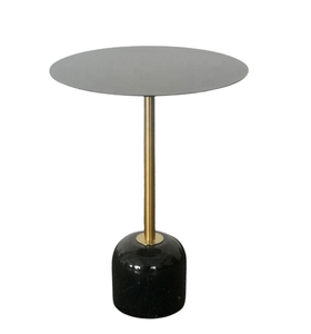 Mobilier de table de style contemporain à dessus arrondi blanc Table d'appoint en métal poli or Maisons et bureaux pour les collations Multi-usages - Product Image 5