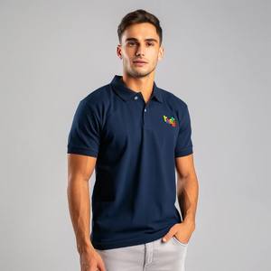 T-shirt à manches courtes pour homme en tissu tricoté polyester/coton de haute qualité, style sportif, boutons sur le devant, impression de logo personnalisé, séchage rapide - Product Image 4
