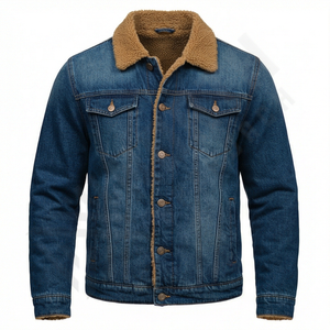 Chaqueta Vaquera de Invierno Personalizada para Hombre, con Botones, Color Verde Menta Sólido, Estilo Casual, a la Moda, Resistente, Ropa de Calle - Product Image 1