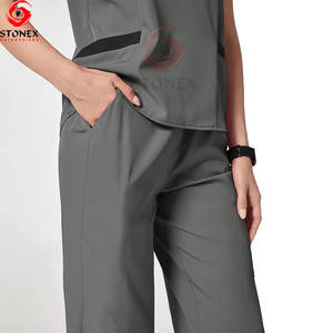 Uniformes Médicos al por Mayor, Uniformes de Enfermería, Conjuntos de Uniformes Médicos de Manga Corta Unisex de Punto, Spandex/Poliéster - Product Image 5