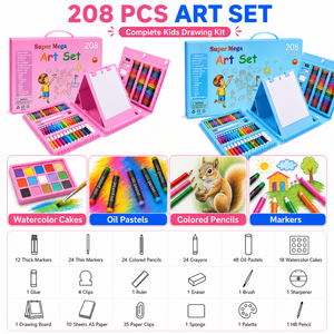 Ensemble artistique pour enfants de 208 pièces, kit de <span class=keywords><strong>dessin</strong></span>, peinture et coloriage avec marqueurs, <span class=keywords><strong>crayons</strong></span> de couleur, <span class=keywords><strong>crayons</strong></span> gras, aquarelles et planche à <span class=keywords><strong>dessin</strong></span> - Product Image 2
