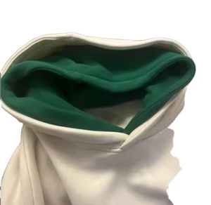 80% Algodón 20% poliéster Color invertido doble capucha tejida bordada con capucha agujero en el pulgar Ajuste de gran tamaño logotipo frontal manga larga - Product Image 2